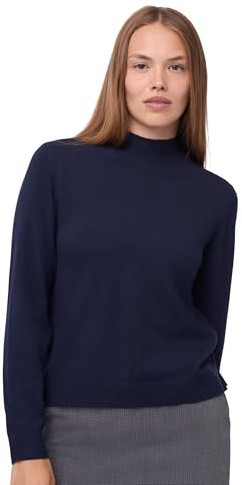 DANISH ENDURANCE Merinowolle Pullover mit Kaschmir, Strickpullover mit Rundhalsausschnitt Damen, Wollpullover Damen, Marineblau, M