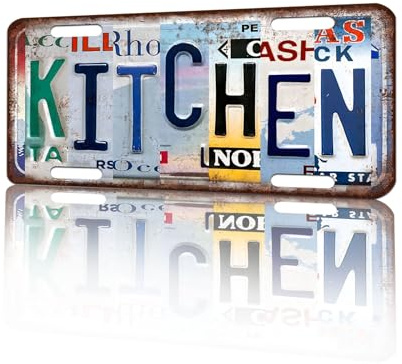 Vintage License Plate Wall Decor Kitchen Tin Sign for Home Office Garage Bar Restaurant Living Room Garden Yard 12 x 6 Inches (25191)