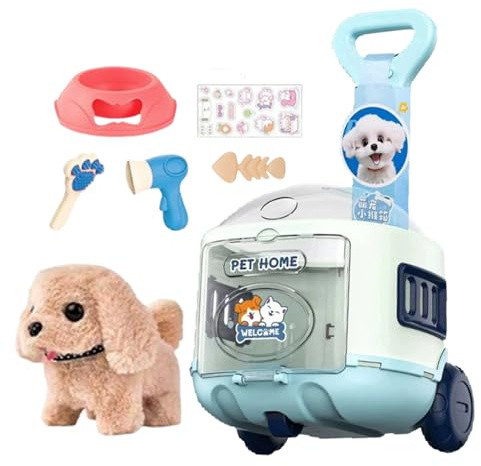 Genérico Juguetes para Mascotas Infantiles,Animales Electrónicos Andan y Ladran con Maleta - Regalo Cumpleaños Niños Niñas Bebé