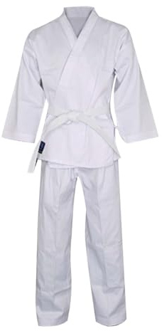 Generisch Vêtements de karaté, arts martiaux, Aikido Taekwondo, uniforme d'entraînement pour homme et femme, ensemble veste et pantalon, Blanc., 3XL