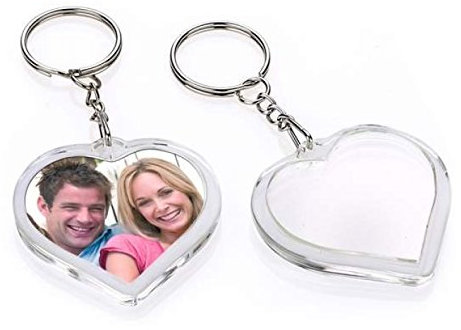 Les 2 porte-clef porte photo personalisable forme coeur