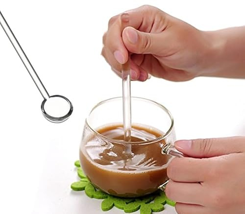 Inovey Borosilikat transparent glas kaffe skopa sockersked kaffesked omrörningsverktyg