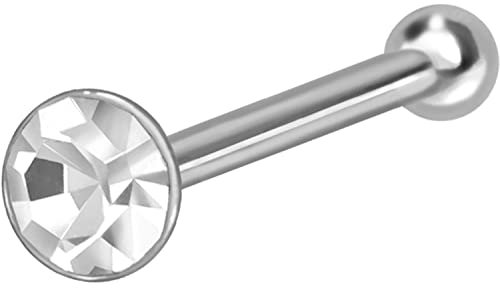 PIERCINGLINE 925er STERLING SILBER Nasenpiercing RUNDER KRISTALL Piercing Nase Stecker Kristallklar