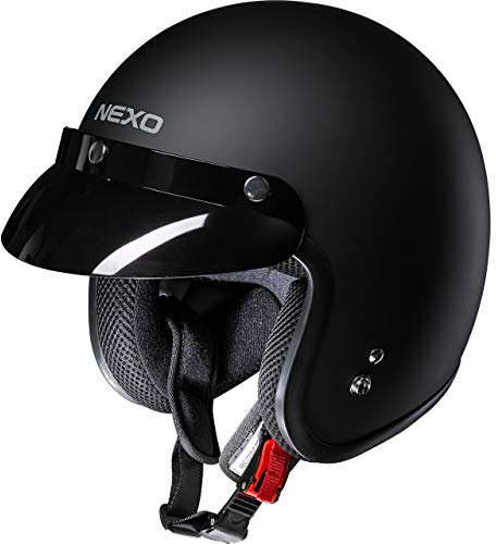 Nexo Jethelm Motorradhelm Helm Motorrad Mopedhelm Basic II, herausnehmbare Polster, Gewicht: 950 g, Ratschenverschluss, ECE 22/05, abnehmbarer Schirm, verschiedene Farben XS – XXL / 2XL
