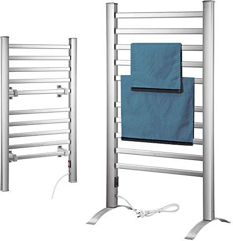 Bakaji 2832768 Radiador Toallero Eléctrico Bajo Consumo Aluminio, 10 elementos, 2en1 suelo o pared