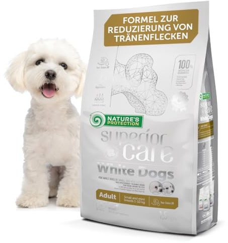 Nature's Protection Superior Care Grain Free Dry Dog Food For Adult White Dogs - Hypoallergenic Dog Food with Lamb & Rice - Small Dog Dry Food Reduces Tear Stains, Promotes Healthy Skin & Coat, 1.5kg