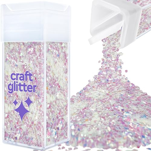 Hemway Craft Glitter Shaker Mother of Pearl Iridescent 110g Super Chunky | for Resin & Epoxy Crafts, Christmas Art Supplies, Nail, Body, Face, Eye, Festival, Crafting, Slime, Sparkle