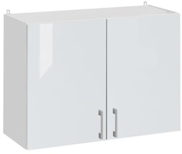 Cuisineandcie - Meuble Haut DE Cuisine ECO Blanc Brillant 2 Portes L 80 cm + 1 étagère - Meuble Rangement, Armoire