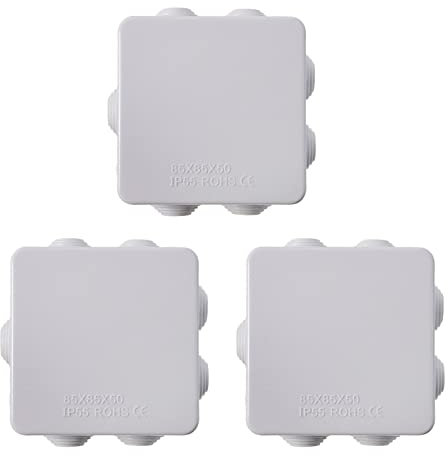 3PCS IP55 Electrical Project Box,85x85x50mm Waterproof Junction Box,ABS Plastic Universal Electrical Project Box Outdoor Indoor Electronics Cable (3PCS IP55 85x85x50mm)