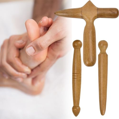 Outil de Massage Thaïlandais, Massage Bâton Thaï Outil, 3 Pièces Massage en Bois Réflexologie, Pieds Masseur Outils, Bois de Massage Des Pieds Outil de Point, Thai Massage Stick pour Corps