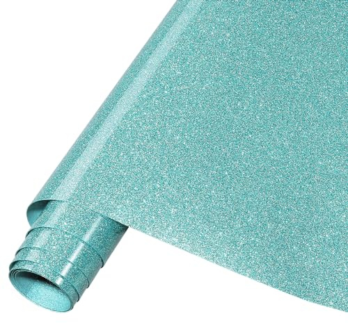 Tintnut Mermaid Blue Glitter HTV Vinyl Roll - 12x5ft Shiny Glitter Iron On Vinyl for T-Shirts, Compatible with Cricut or Silhouette Cameo