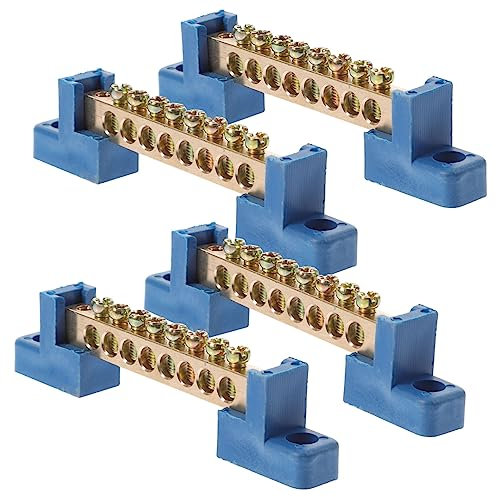CLISPEED 4Pcs Copper Terminal Bus Bar Strips with Plastic Insulated Base Wire Terminals for Electrical Distribution Boxes and Equipment