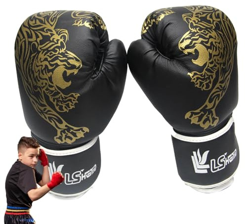 Gants de Frappe et de Boxe Professionnels pour Adultes - Imprimés en Cuir PU - pour Entraînement et Combat Muay Thai - Hommes et Femmes
