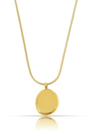 Made by Nami Halskette Damen Gold mit Rundem Coin Kettenanhänger Gold Wasserfester Schmuck Geschenk für Sie