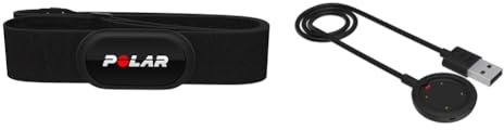 Polar H10 Heart Rate Monitor - ANT +, Bluetooth - Waterproof HR Sensor with Chest Strap - Built-in & Vantage USB Cable - Adult, Black, One Size