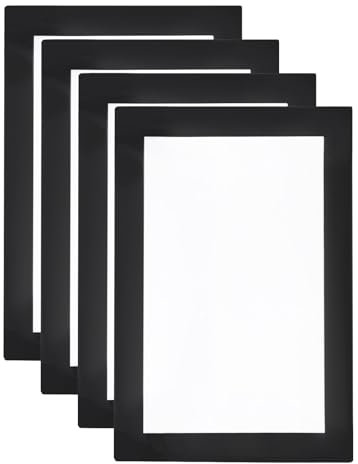 QUARKZMAN 4 Pièces Porte-Affiche Magnétique Auto-Adhésif, 4x6 Cadre Magnétique pour Affiche, Support de Document, Affichage de Fenêtre, Montage Mural pour Maison, Bureau, Magasin, Noir