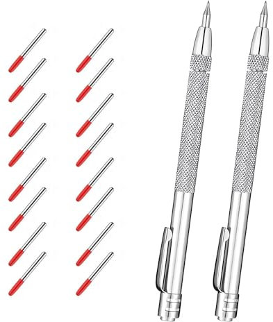 MADGININE 2-Piece Metal Scribe, Etching Tool, Tungsten Carbide Tip Scriber, For Glass, Ceramics, Hardened Steel, Metal Sheet