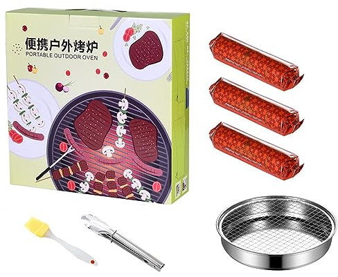 SUPYINI Barbacoa de carbón desechable de encendido rápido, fácil de usar, diseño separado, accesorios completos – Barbacoa de carbón vegetal para picnic (barbacoa de 28 cm/11,0 pulgadas con 30 % de