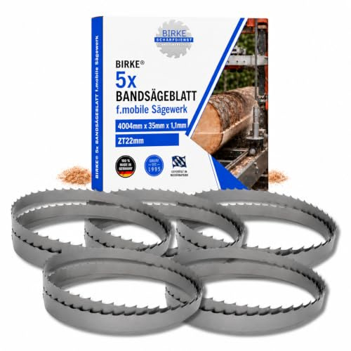 5x Bandsågblad för mobilt sågverk 4004 mm x 35 mm x 1,1 mm ZT22 mm