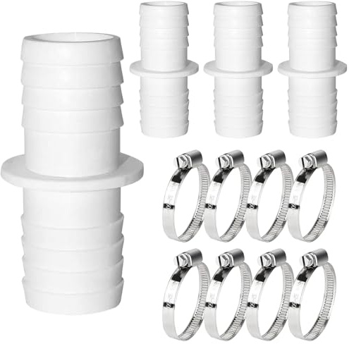 Forbabe 4 stycken pooladapter 32 till 32 mm, slangkoppling 32 till 32 mm med slangklämmor i rostfritt stål (32–32 mm)