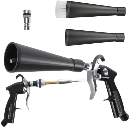 Pistola de soplador de alta presión, pistola de limpieza de coches para limpieza interior, pistola de limpieza con 2 juegos de boquillas, pistola de limpieza en seco, pistola de aire de compresor