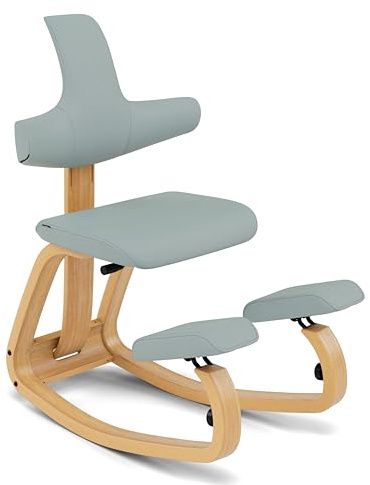 Varier Thatsit Ergonomisk knästol med ryggstöd, höjdjusterbar | Premium knästol med justerbart ryggstöd, armstöd och höjdjusterbara stöd; med gungfunktion