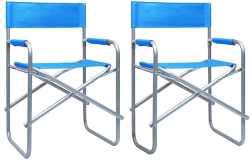 mzdioop Director's Chairs Set of 2 Steel Blue Folding with Armrests Weatherproof for Garden Balcony Patio Camping Outdoor Seat Comfort