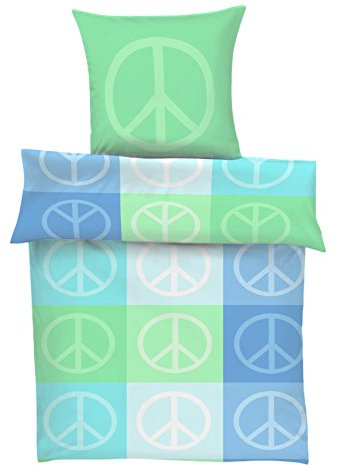 IBENA Bettwäsche Set, Baumwolle, blau bunt, 200x135x0.5 cm