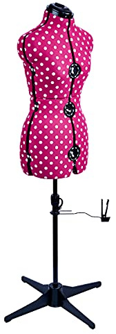 Sewing Online Adjustable Dressmakers Dummy, in Cerise Polka Dot with Hem Marker, Dress Form Sizes 10 to 16 - Pin, Measure, Fit and Display your Clothes on this Tailors Dummy - 5905A