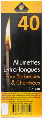 Pyro Feu Fosforos Extra-Largos 17cm; Caja de 40 Uds Extralargos, Madera, 17 cm