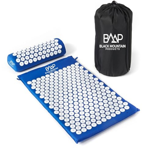 Black Mountain Products Acupressure Mat with Pillow & Carrying Bag - Acupressure Mat for Trigger Point Massage Therapy, Blue