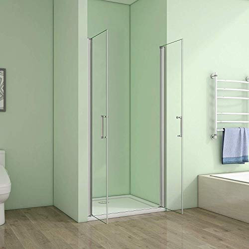 AICA 140cm Duschabtrennung Verstellbereich von 136-140cm Höhe:185cm Duschtür Doppel Nischentür Duschwand
