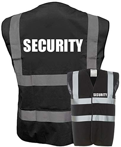 Expert Workwear SECURITY Hi Vis Vest Waistcoat Safety Reflective Jacket High Visibility Black Yellow