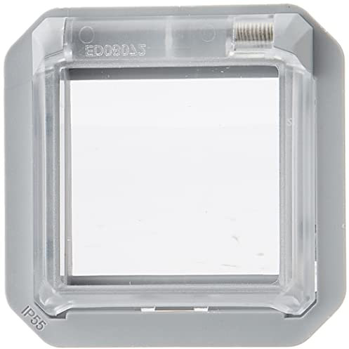 Legrand - Wasserdichter Adapter mit transparentem Plexiglas für Integration von Mosaic-Funktionen, 2 Module, graue Oberfläche
