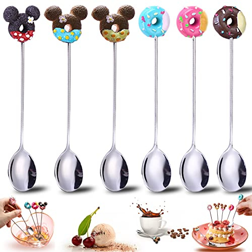 behone 6 Pezzi Cucchiaino da Caffè Cucchiaio Mescolando In Acciaio Inox Piccoli Cucchiai da Dessert Mini Cucchiaio da Caffè Adatto per Frutta, Torte, Bevande Calde al Caffè, Gelati, ecc.