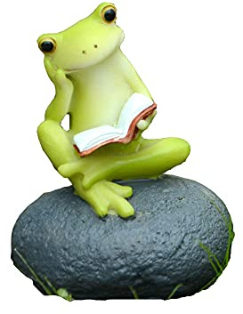 Gemmia Figurine Grenouille Fée Jardin Miniature- Grenouille pensante sur Le Rocher