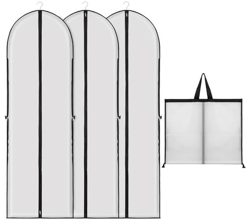3 Stück Atmungsaktive Kleiderschutzhülle - 180 × 60 cm Premium Kleidersack mit Reißverschluss für Abendkleider, Anzüge & Brautkleider - Staubdicht & Wasserdicht - Ideal für Reise, Lagerung & Transport
