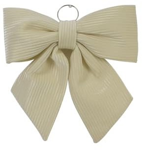 Generico Fiocco di Natale in Velluto Bianco Rigato Imbottito Decorazione Puntale Albero di Natale Fuori Porta Coccarda Ghirlanda addobbo Natalizio a Righe (22 cm)