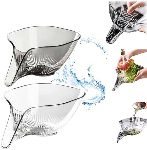 2 Stück Multifunktionaler Abtropfkorb, Abtropfkorb Trichter, Haushalts-Küchenutensilien, Lebensmittel-Abtropfkorb, Siebkorb Mit Trichter Zum Waschen Von Gemüse und Obst