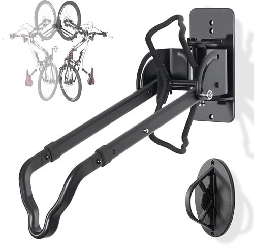 CyclingDeal Swivel Bike Wall Mount Rack - Vertical Adjustable Foldable Bicycle Parking Rack with Wheel Holder - for 20-29 MTB 700C Road Bikes Home Garage Storage - Max. Tire Width 2.4 - 1 Pack