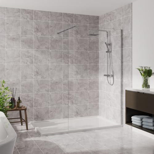 Blümme 1100mm Wetroom Screen Walk in Shower Enclosure Bathroom Screen Panel 8mm Easy Clean Glass Chrome Framed