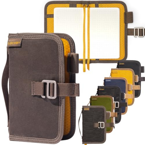 LOCHBY® Mini Field Journal | Water Resistant Waxed Canvas | Pen Loop | Included Tomoe River Notebook | Perfect for Travel, Art, Bullet Journal