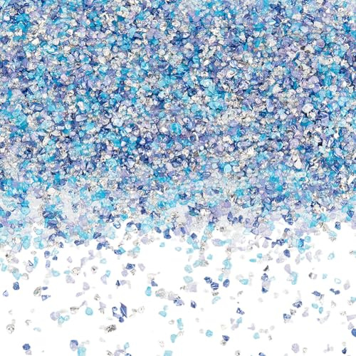 SUNNYCLUE 1 scatola 100G Blu Pezzi Decorativi Rotti di Vetro Frantumato 1.4 5mm Piccoli Frammenti Irregolari di Cristlega Glitter Gemme CHISp Paillettes Grosse per Resina Arte Artigianato Vaso riempir