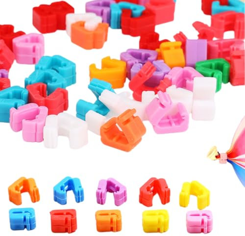 BEPSYOM 100 Pezzi Nodo per Palloncini, Chiusure in PVC per Palloncini, Nastri per Palloncini, Supporti per Palloncini, per Palloncini ad Elio, Matrimoni, Ghirlande di Palloncini