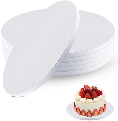 Foydream (6 Pièces) Cake Board, Plateau Gateau 30 cm x 12 mm Blanc, Support Gâteau Rond Réutilisable Plateau Gâteau pour Le Transport de Gâteaux et Desserts