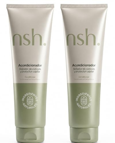 nsh. Acondicionador pelo con Prebióticos. Estimula el Crecimiento, Sella la Cuticula y Evita la Caída del Cabello. Protector Capilar Antiencrespamiento. 300ml (Pack de 2)