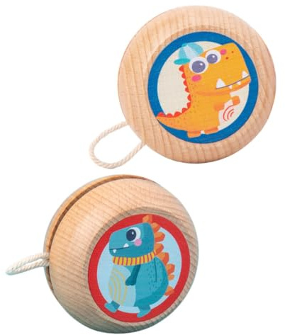 BESTonZON Yo-Yo in Legno per 2 Pezzi Giocattoli Educativi Antiurto e Resistenti Set Divertente per Gioco All’Aperto e Sviluppo Abilità Sociali