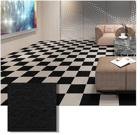 Piastrelle for moquette for autoadesive antiscivolo for fai da te for uso ripetuto for arredamento domestico(12 * 12in Black,15pcs)