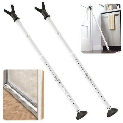 2Pcs Adjustable Door Security Bar, Patio Door Security Bar Door Stoppers | 48-132cm Heavy Duty Window Stopper Doors Lock Stick Bar Adjustable Security Jammer for Home Apartment Travel Safety Device