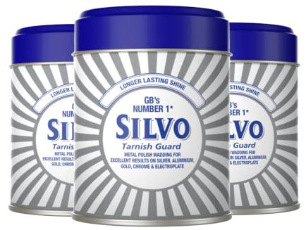 Silvo Tarnish Guard Metal Polish Wadding I All Purpose Metal Polish – For Silver, Gold, Aluminium, Chrome & Electroplate I Size: 75g (Pack of 3)